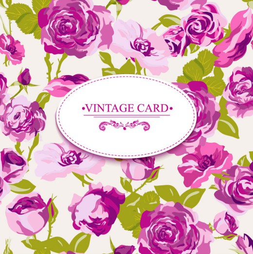 精美紫色玫瑰花卡片矢量素材16设计