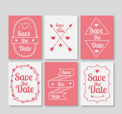 6款粉色婚礼邀请卡矢量素材16设计网精选