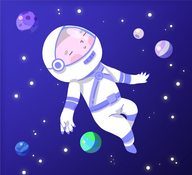 卡通太空中的宇航员矢量素材16素材网精选