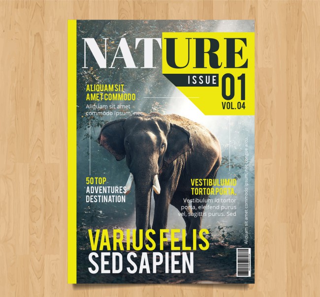 创意大象自然杂志封面模板矢量图16素材网精选