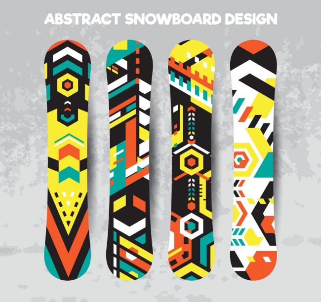 4款创意滑雪单板设计矢量素材16图库网精选