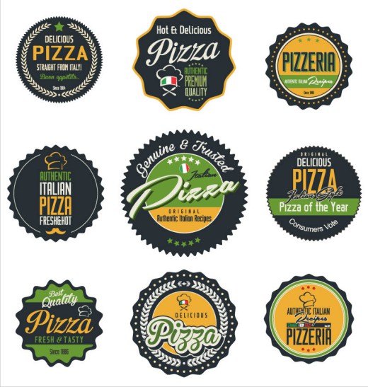 9款精致披萨标签矢量素材16设计网精选
