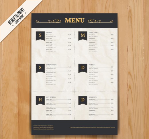 金色花纹餐厅菜单矢量素材16设计网精选