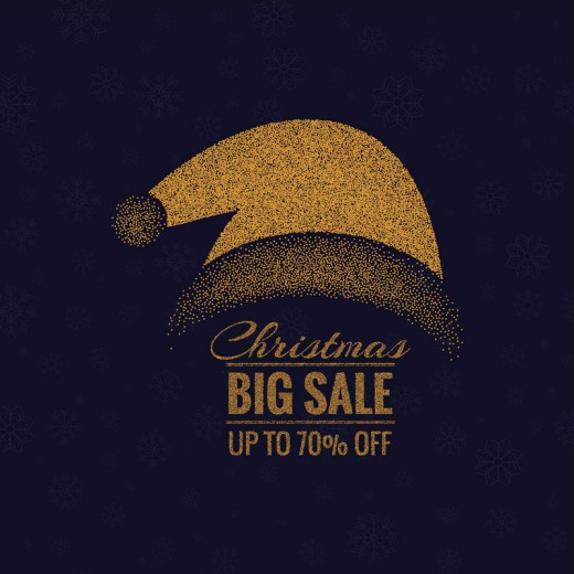 金色圣诞帽促销海报矢量素材16素材网精选