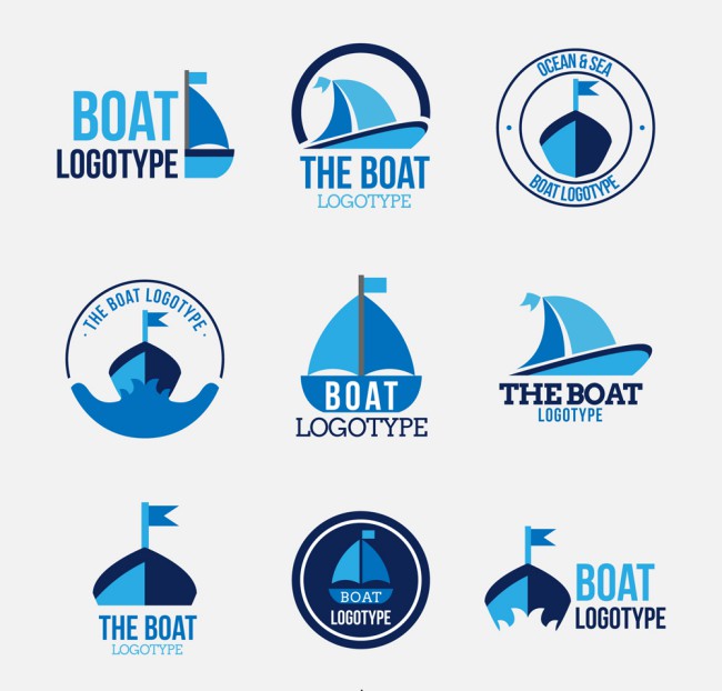 9款蓝色帆船标志矢量素材16图库网精选