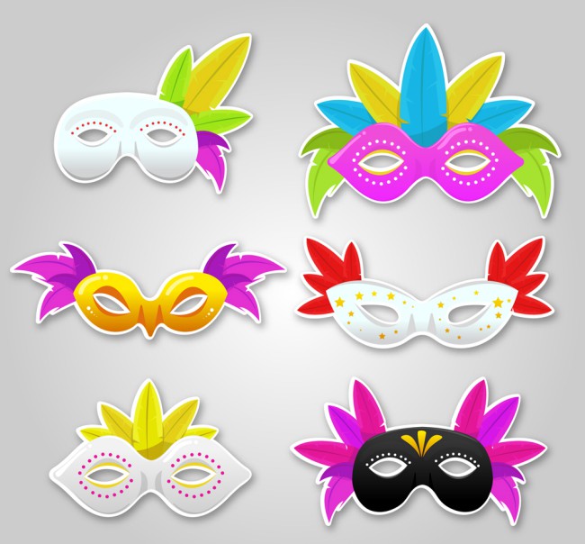 6款彩色面具设计矢量素材16图库网精选