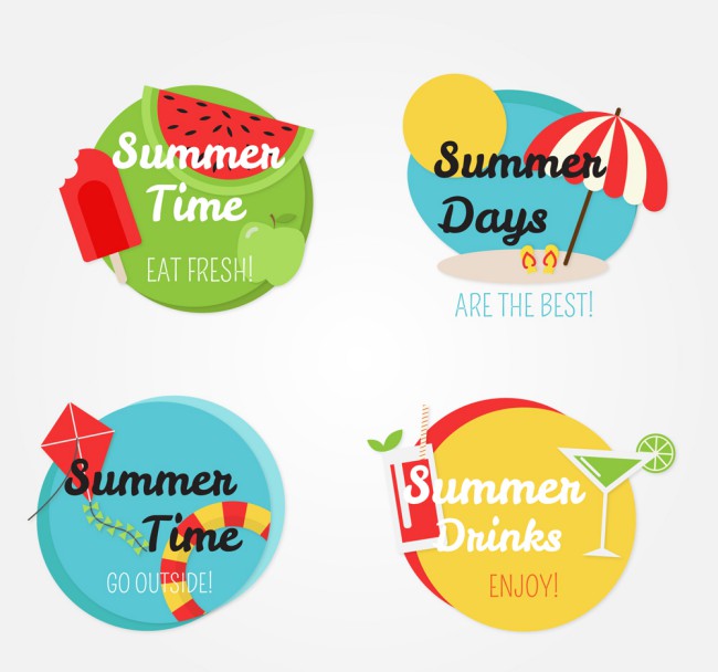 4款彩色夏季度假标签矢量图16图库网精选