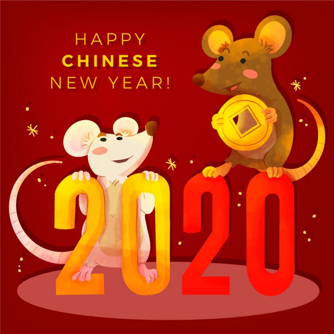 2020年创意老鼠贺卡矢量素材16图库网精选