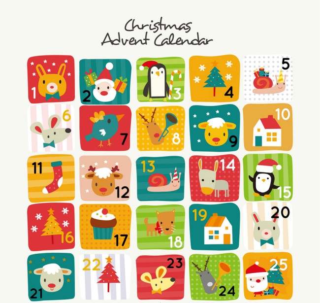 可爱小动物圣诞月月历矢量素材16设计网精选