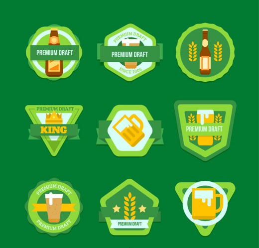 9款绿色优质啤酒标签矢量素材16设计网精选