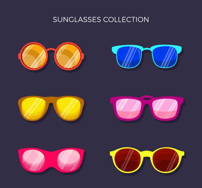 6款彩色太阳镜设计矢量图普贤居素材网精选