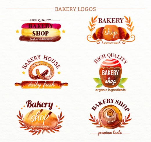 9款彩绘面包店标志矢量素材16图库网精选