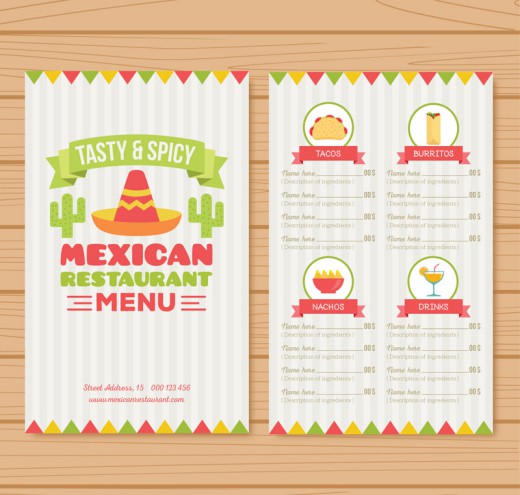 创意墨西哥餐馆菜单正反面矢量图16图库网精选