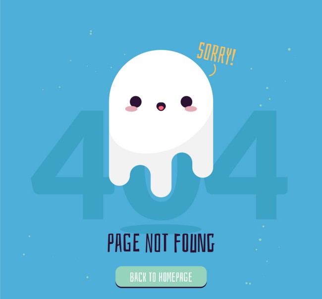 可爱404错误页面幽灵矢量素材素材天下精选