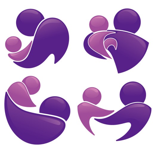 4款紫色母子标志符号矢量素材素材