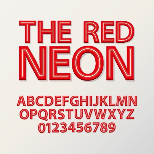 红色霓虹灯字母矢量素材16设计网精选