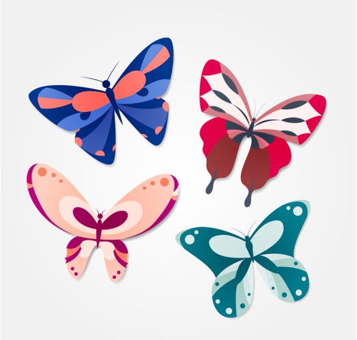 4款彩色蝴蝶设计矢量素材16图库网精选