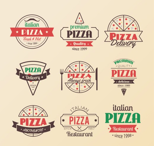9款复古披萨标志矢量素材16素材网精选