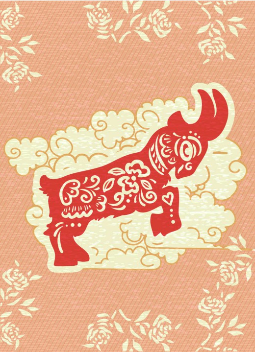 红色山羊剪纸矢量素材素材中国网精选