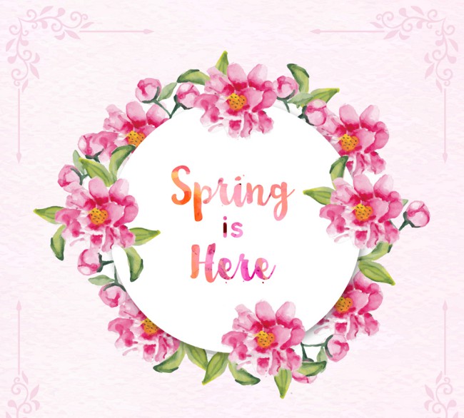 水彩绘春季花环设计矢量素材16图库网精选