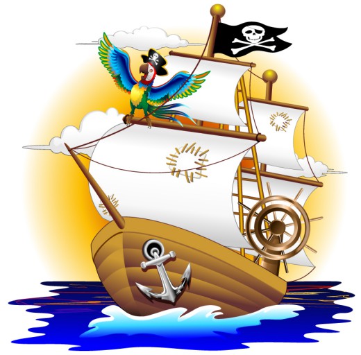 卡通海盗船插画矢量素材素材天下精选