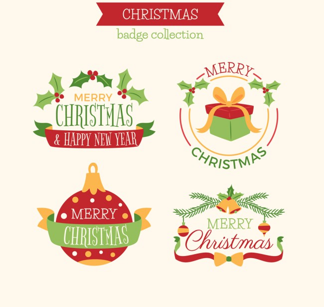 4款复古圣诞节徽章矢量素材16设计