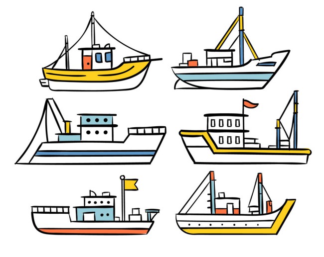 6款创意渔船设计矢量素材16图库网精选