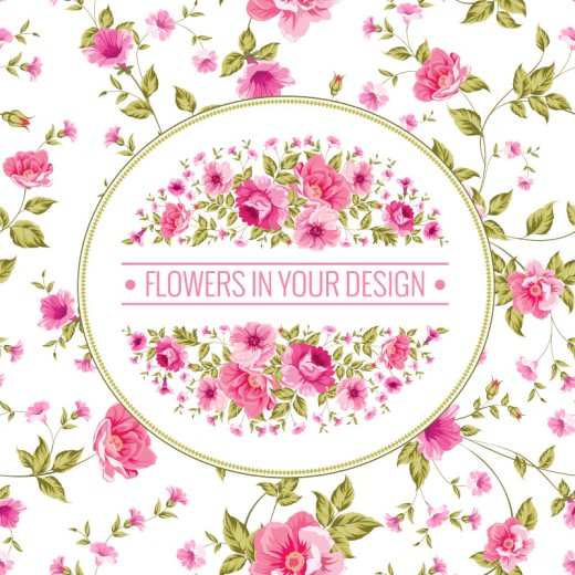 粉色花卉背景设计矢量素材16素材网精选