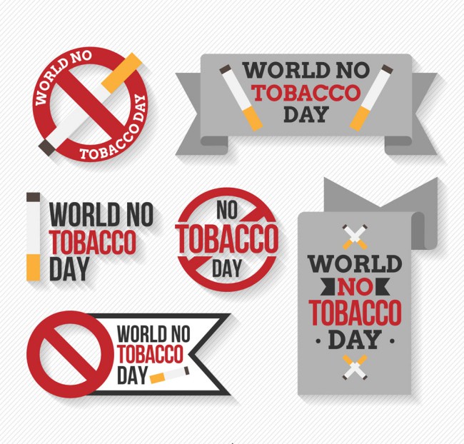 5款创意世界无烟日标签矢量图素材