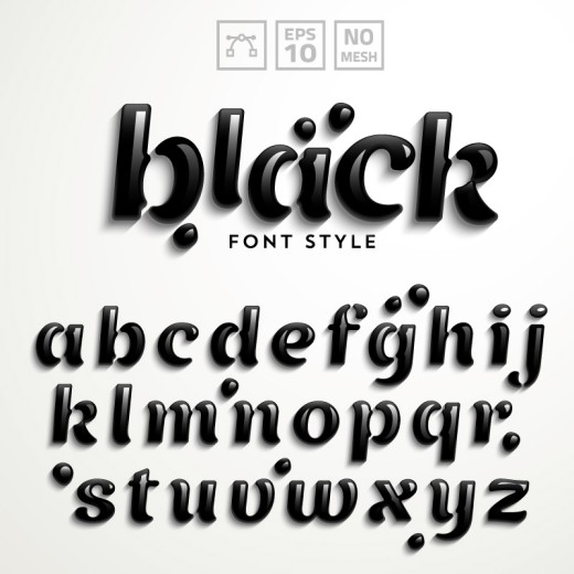 黑色质感字母设计矢量素材16素材网精选