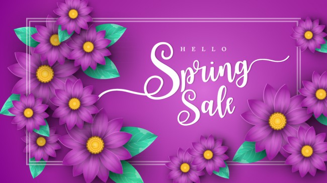 紫色春季花卉销售海报矢量图16图库网精选