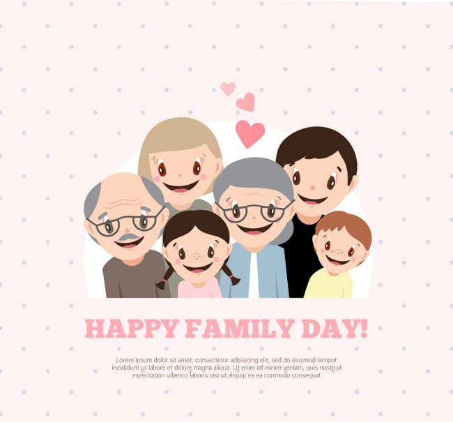 卡通幸福家族6个人物矢量素材16图库网精选