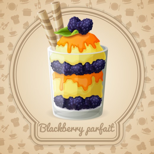 美味蓝莓甜品矢量素材16设计网精选