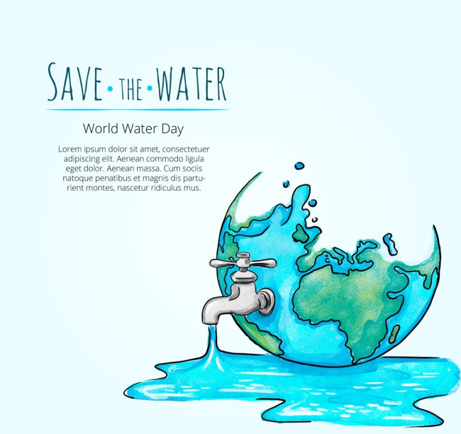 彩绘世界水日地球贺卡矢量素材16设计网精选