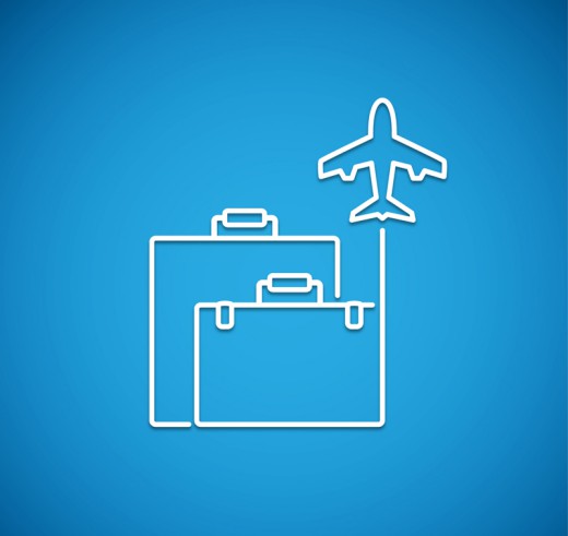 创意简洁行李箱和飞机矢量素材16图库网精选
