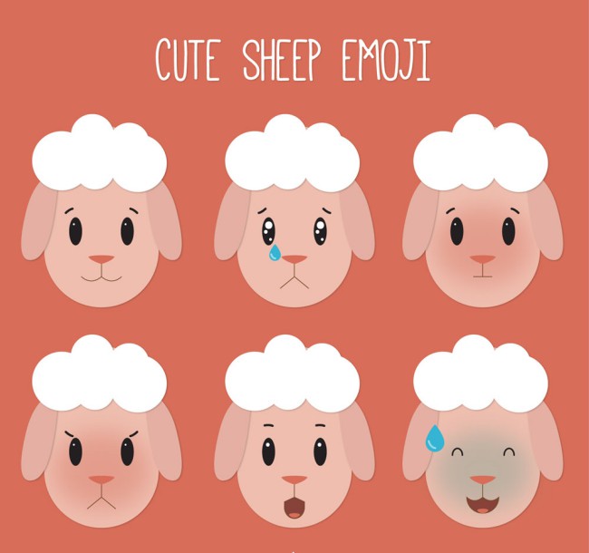 6款可爱绵羊头像表情矢量图16设计网精选