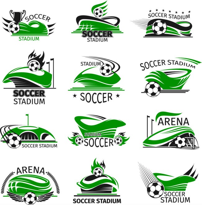 16款创意绿色足球场标志矢量素材16图库网精选