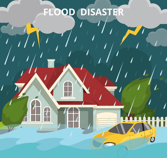创意洪水灾害插画矢量素材16设计网精选