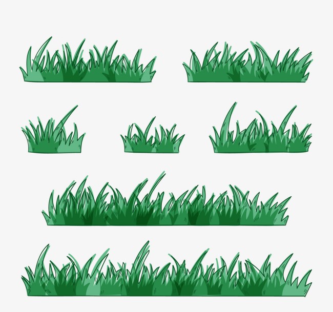 7款绿色彩绘草丛矢量素材普贤居素材网精选