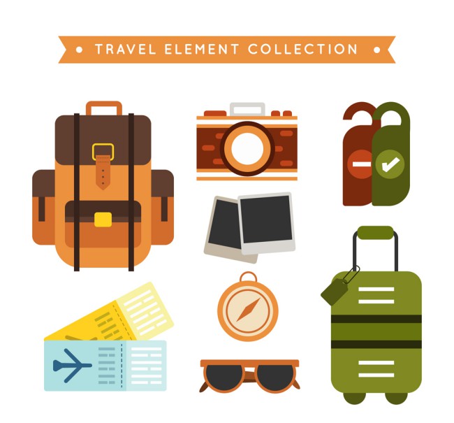 8款彩色旅行物品设计矢量素材16图库网精选