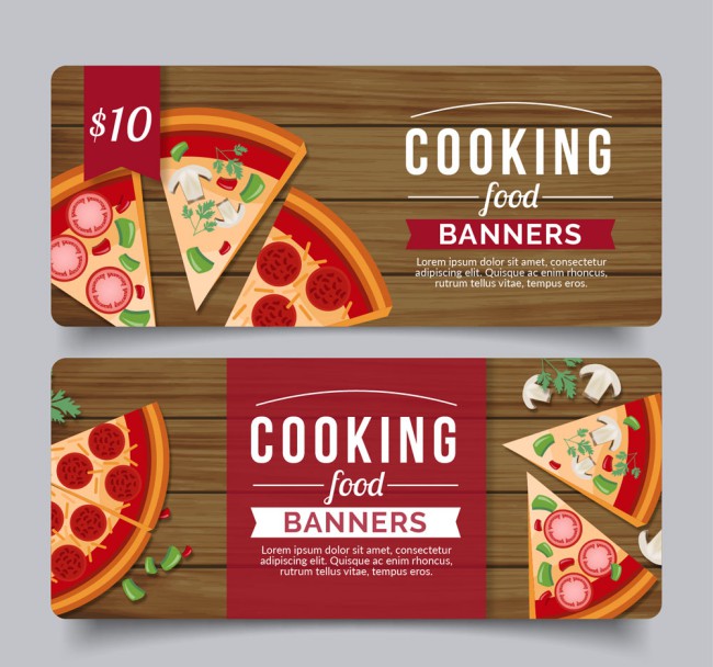 2款创意披萨烹饪banner矢量素材16素材网精选