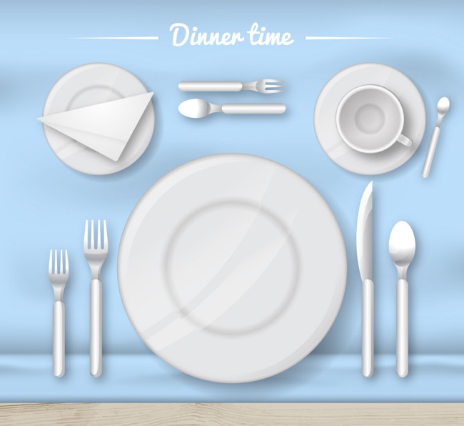 白色餐具俯视图矢量素材16设计网精选