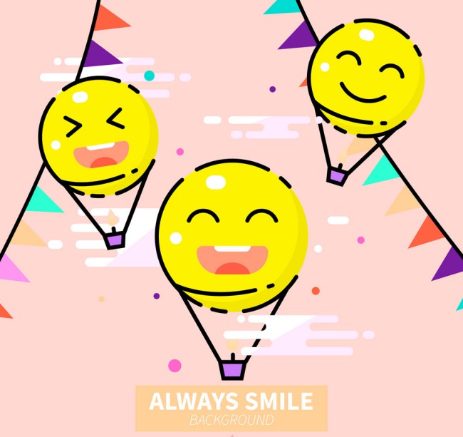 3个彩绘笑脸热气球矢量素材16图库网精选
