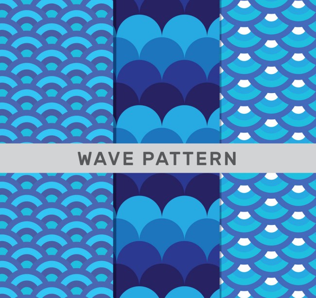 3款蓝色抽象海浪无缝背景矢量图16素材网精选