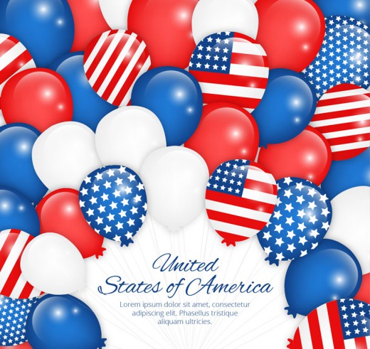 美国星条旗元素气球背景矢量图16素材网精选