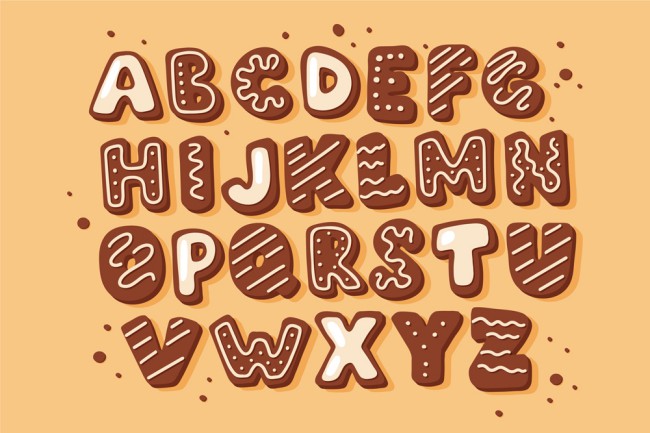26个创意饼干字母设计矢量素材16图库网精选