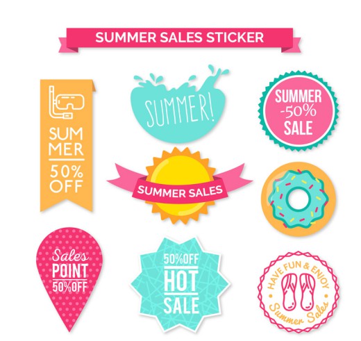 8款彩色夏季销售贴纸矢量图16设计网精选