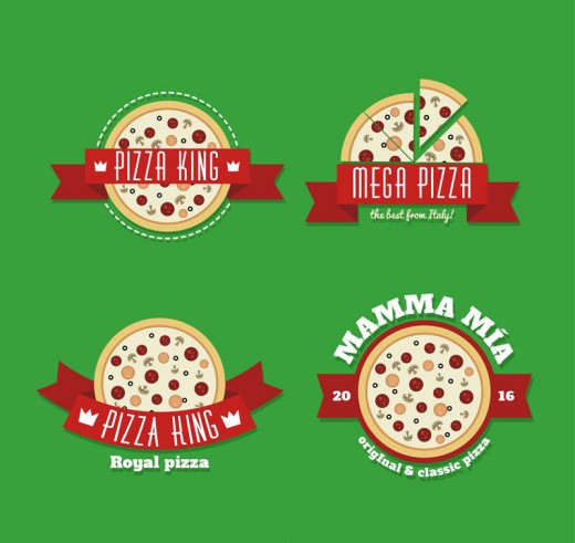 4款创意披萨标签矢量素材16图库网精选