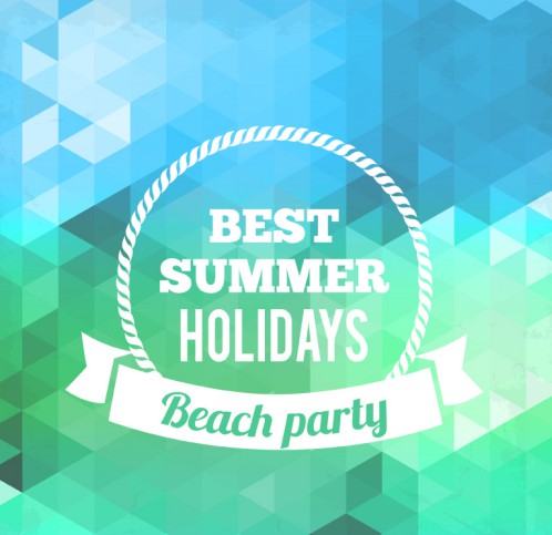 蓝色夏季沙滩派对海报矢量图素材中