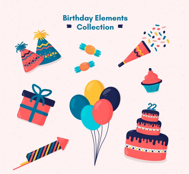 10款彩色生日派对元素设计矢量素材素材中国网精选